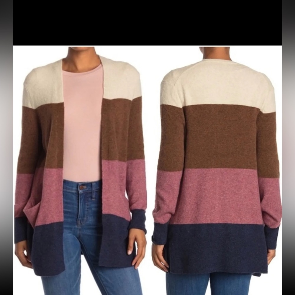 MADEWELL Blended Wool Kent Striped Cardigan Sweater Small